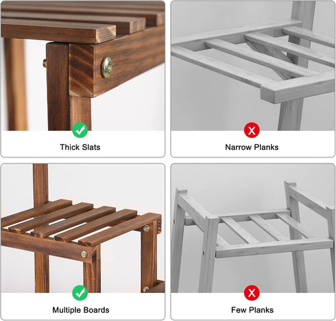3 3 Tiers Plant Stand Indoor,Wood Plant Stands for Indoor Plants Multiple,Corner Steps Ladder Plant Shelf High Low