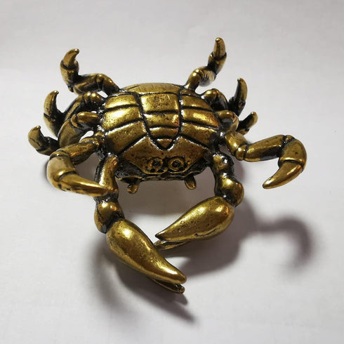 LYFJXX Brass Crab Figurine,Animals Brass Decor Ornaments Home Tea Table Feastival Decorations, Decorative Ornaments