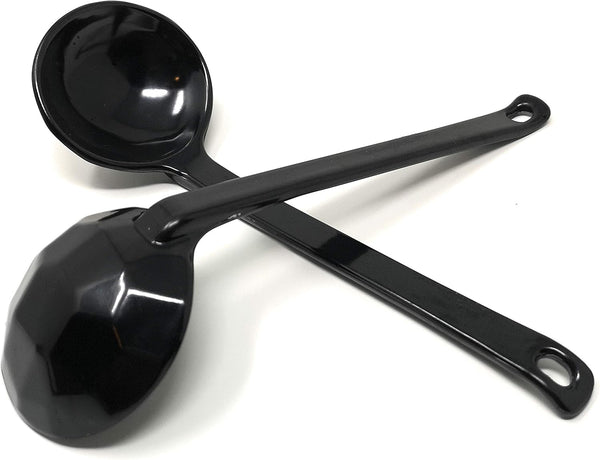 ASIAN HOME Black Melamine Long Handle Spoons for Ramen, Soup, Hot Pot, Mixing, Stirring, 8.25 Inches (2 Spoons)