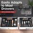 AUJEN Silverware Organizer - Expandable Kitchen Drawer Organizer, Adjustable Utensil Organizer for Forks, Knives, Black