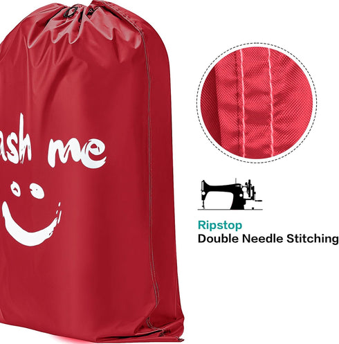 HOMEST 2 Pack XL Wash Me Travel Laundry Bag, Dirty Garments Organizer, Large Enough for 4 Loads of Clothes, Black and