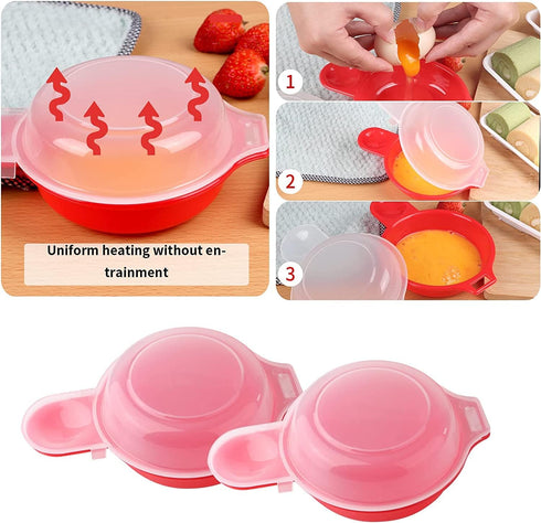 2pcs Microwave Egg Cooker, Fast 1 Minute Egg Maker for Hamburg Omelet Kitchen Cooking Tool