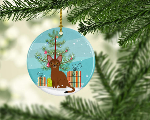 Caroline's Treasures Abyssinian Cat Merry Christmas Tree Ceramic Ornament, Christmas Tree Hanging Decorations for Home