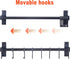 Dseap Pot Rack - Pots and Pans Hanging Rack Rail with 8 Hooks, Wall Mounted Kitchen Pot Hangers, Black