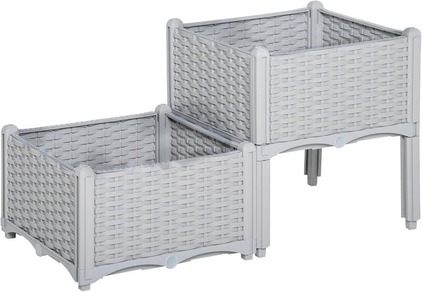 Outsunny 2 Piece Raised Garden Bed with Legs, Planter Box Raised Bed