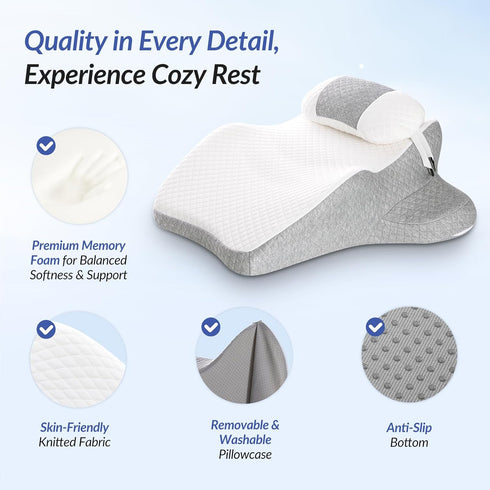 ZIKEE Ergonomic Multi-Positional Wedge Pillow for Stomach Sleepers, Scientific Zoning Design for Effective Shoulder