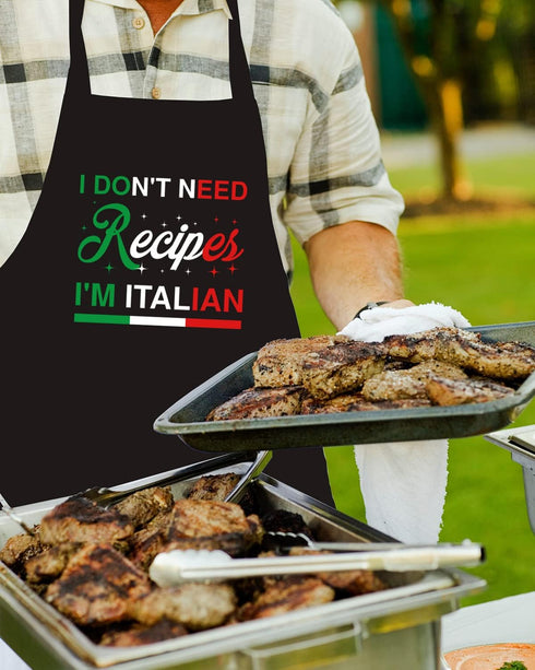 Chef Apron for Men - Italian Gifts for Women, Italian Party Decorations, Funny Pizza Apron for Cooking BBQ Grill Kitchen Dad Mom Father Husband Wife
