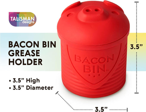 1 Talisman Designs Bacon Bin Grease Strainer & Collector | Family Friendly Kitchen Tools | Fun & Functional Silicone