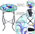 12 Inch Arbuxzuy Small Outdoor Side Table with Colorful Peacock, Glass Mosaic Patio Table Indoor, Round Plant Coffee