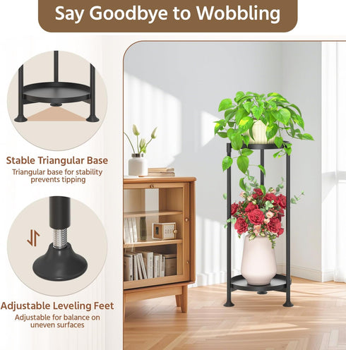 2 LASZOLA Tier Black Plant Stand Indoor for Large Tall Heavy Duty Flower Planter, Metal Vertical Multi Level Rack
