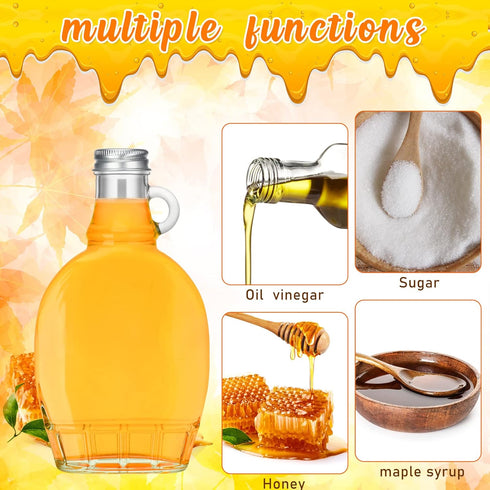 24 5 oz 4 meekoo Pieces Glass Syrup Bottles with Aluminum Lid and Loop Handle Glass Maple Bottles Maple Syrup Jars