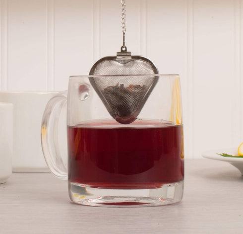 HIC Heart Shaped Loose Tea Leaf Strainer and Herbal Infuser, 18/8 Stainless Steel, Mesh Tea Ball, 2.5-Inch by HIC Kitchen