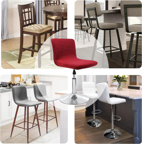 Slipcovers,Counter (2, Velvet Bar Stool Seat Covers, Square Barstool Covers Height Chair Covers Burgandy)