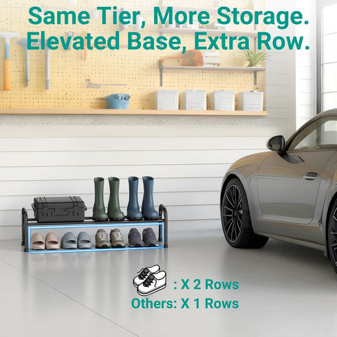 1-Tier Closet YEASHEIN Expandable Shoe Rack for Floor, -Frame Metal Small Shoe Rack for Entryway, Adjustable Shoe Shelf