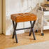 LG-71J IBUYKE Square Makeup Stool with X-Leg Foot Rest, PU Footrest, Ottoman Seat, Multi-Use as Small Side Table