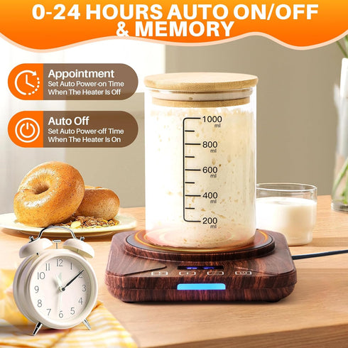 RVV 24H 1F 40 oz, Sourdough Starter Warmer, Digital Temperature Control Heating Mat for Home Baking with Timer
