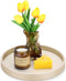 GORESE Gold Decorative Coffee Table Tray, 12" PU Leather Round Trays for