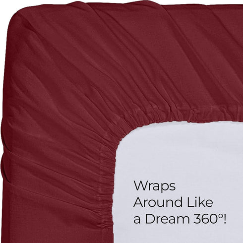 Utopia Bedding Queen Fitted Sheet - Deep Pocket Soft Microfiber Bottom Sheet, Red Burgundy, Easy Care