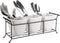 Bekith 3-Piece Ceramic Flatware Caddy with Metal Rack, White Utensil Holder Cutlery Organizer