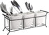 Bekith 3-Piece Ceramic Flatware Caddy with Metal Rack, White Utensil Holder Cutlery Organizer