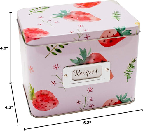 Heart&Berry Recipe Box with Cards and Dividers - Includes 24 4x6 Recipe Cards & 12 Dividers