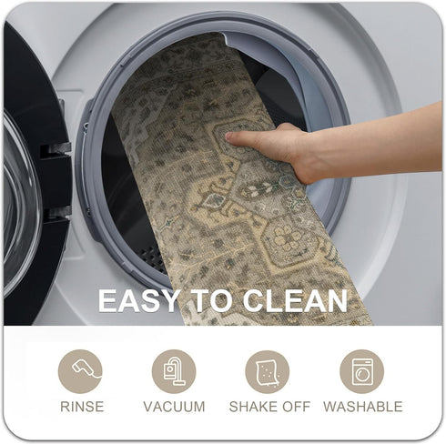 Collive Washable Indoor Doormat - Non-Slip Retro Floor Mat 20" x 32" Quick Absorbent Entrance Rug in Distressed Taupe