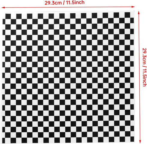 Oomcu 200 Sheets Black and White Checkered Dry Waxed Deli Paper Sheets, 11.5''x11.5'' for Food Wrapping