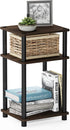 3-Tier 2-Pack, Furinno Just Turn-N-Tube End Table / Side Table / Night Stand / Bedside Table with Plastic Poles