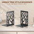 4-Piece VFINE Modern Metal Bookends for Shelves, Black Tree Book Ends for Books, Decorative Book Organizer for Desk
