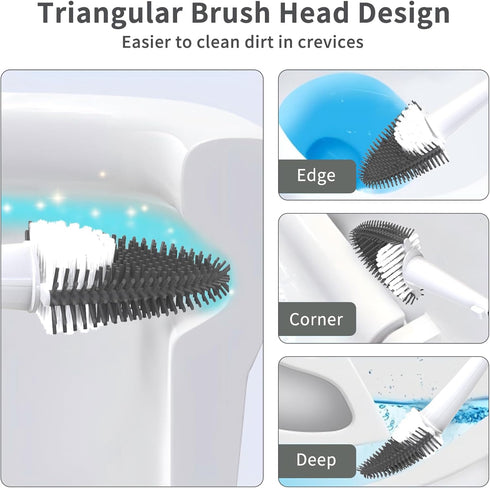 Hillyfe Set,Silicone Brush,5 Toilet Brush and Holder Removable Cleaner PCS Toilet Bowl Cleaner Tablets and Wall-Mount
