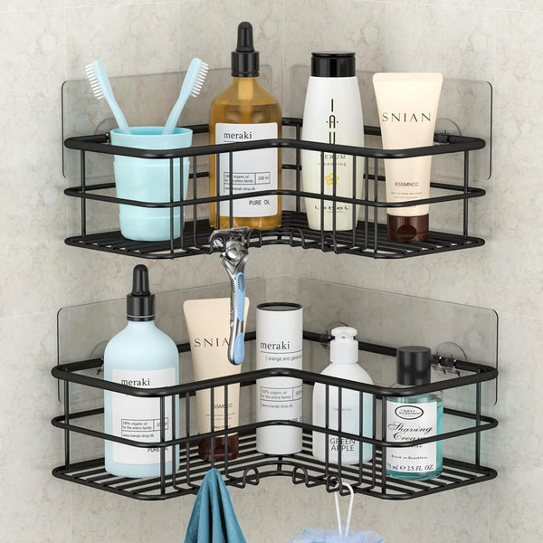 Menbyci Black Shower Caddy Corner Bathroom Shower Shelf, Rust Proof Bathroom Organizer Accessories,