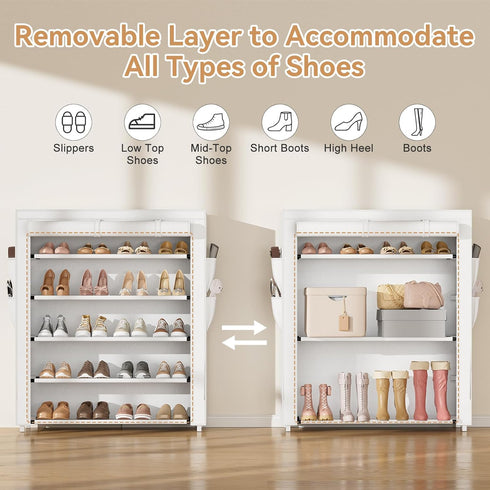 5 20-24 Closet, VILICK Shoe Rack with Cover, Tier Shoe Organizer Storage for Pair Shoes and Boots Large Shoe Storage