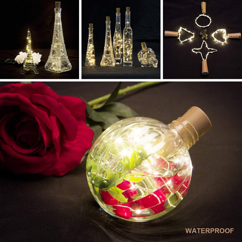 16 Pack 20LED VOOKRY Wine Bottle Lights with Cork, Fairy Lights Battery Operated Mini Copper Wire Cork Lights