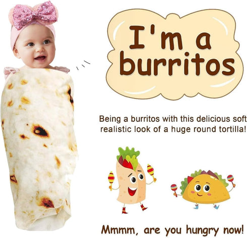 40in Burrito Tortilla Blanket Baby Stuff Shower White Elephant Gifts for Kids Throw Blankets Wrap Swaddle Toddler Boy