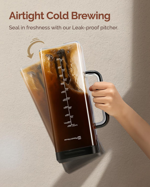 64oz 350 100% Maestri House Compact Cold Brew Coffee Maker, Iced Tea and Coffee Maker Brewer Space Saving Tritan