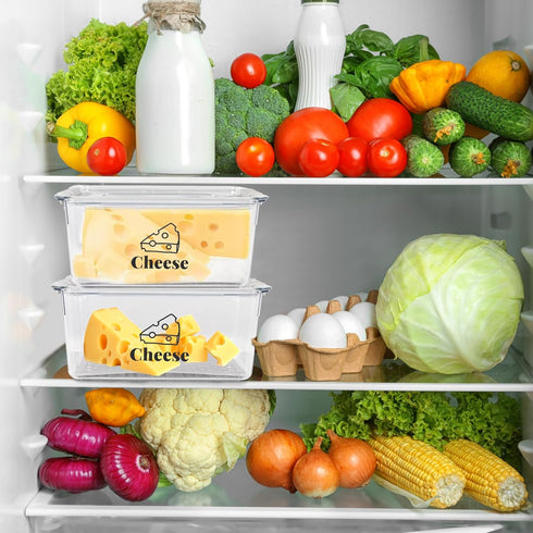 Yomjarl 2 Pack) Cheese Container Airtight with Draining Basket Cream Cheese Sliced Cheeses Box with Lid Saver