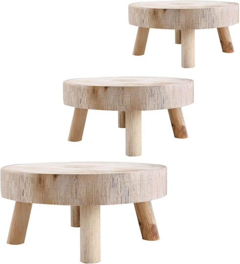 UNIE Round Mini Wooden Stool for Indoor & Outdoor Use