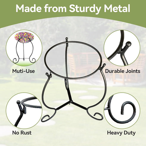 8 10 Inch Lily's Home Metal Gazing Ball Stand - Fits to Metal & Glass Garden Gazing Globes - Indoor/Outdoor Ornament