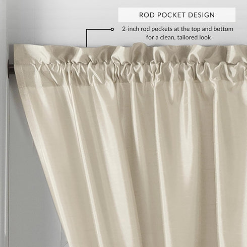 Elrene Home Fashions Colette Faux-Silk Side Door Window Panel - 28 in x 72 in, Ivory
