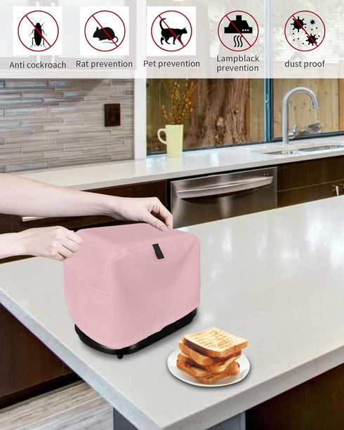 Pink Toaster Cover 2 Slice, Farmhouse Pink Decor Toaster Oven Cover with Loop for Dust Protection