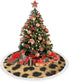 Christmas Tree Skirt 48" Inch Leopard Animal Print Xmas Tree Skirt Mat with White Tassel for Holiday Decorations