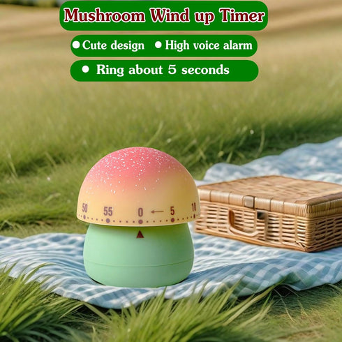 60 Countdown Cute Mushroom Timer for Kids, High Volume Mechanical Kitchen Timer, Wind Up Minutes Manual Timer