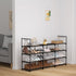 DYJIEKAI 3 4 24-30 Closet,Wide Row Tier Long Shoe Rack, Black Metal Stackable Shoe Shelf with Multifunctional Hooks