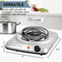OVENTE Electric Countertop Single Burner, 1000W Cooktop with 6" Stainless Steel Coil Hot Plate, Silver