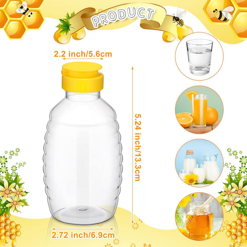 24 (12oz) Pcs Clear Plastic Honey Bottles Plastic Skep Style Jar Honey Squeeze Bottle Empty Refillable Honey Dispenser