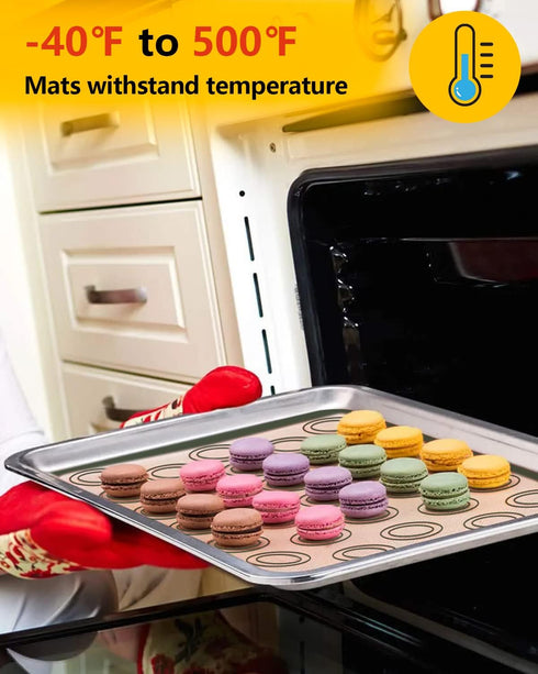 Macaron Silicone Baking Mats, Katbite Silicone Macaroons Baking Mat Set of 2, Reusable & Nonstick Bakeware