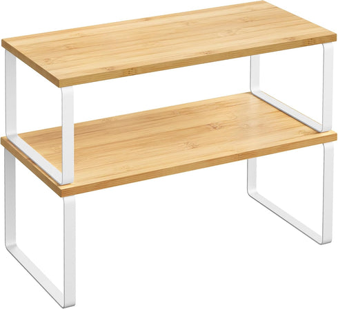 SONGMICS Cabinet Organizer Shelf, Set of 2 Kitchen Counter Shelves, Kitchen Storage,