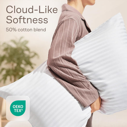 Set of 4 King Size Pillow Protectors with Zipper, 100% Resistant to Stains, Dust & Dirt, Washable Covers