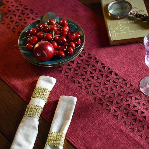ARTABLE Burgundy Rectangle Table Runner, Fabric Home Garden Table Runner for Indoor and Outdoor Dining (16 x 120 Inch)
