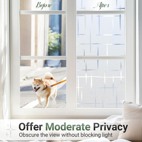 rabbitgoo Window Privacy Film - Frosted Glass Window Film, Decorative Privacy Cling, UV Blocking Static Cling Bathroom